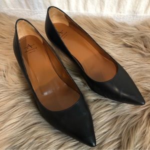 Aquatalia Black Pointed-Toe Leather Pumps